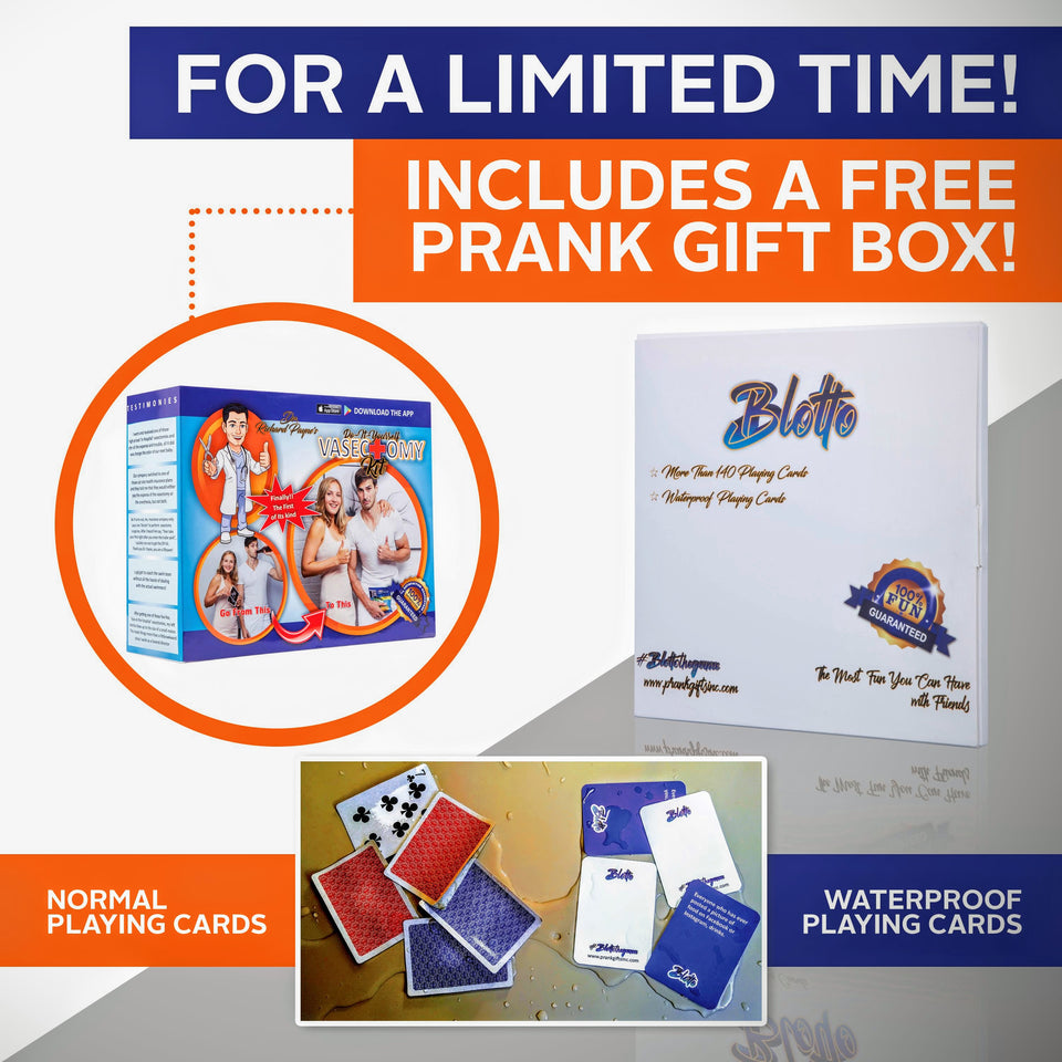 Blotto Drinking Card Game (FOR A LIMITED  TIME! GET A FREE PRANK GIFT BOX WITH PURCHASE OF A BLOTTO GAME!! ) - prank-gifts-inc